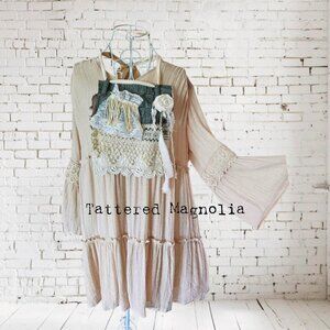 Antique Lace Jabot Hippie Chic Retro Festival Art To Wear Tattered Magnolia
